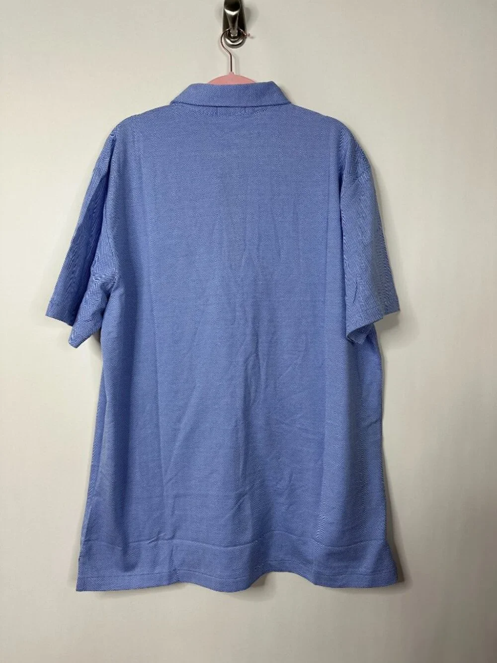 NEW POLO RALPH LAUREN Herringbone Jersey Polo Shirt Blue Cotton Short Sleeve 4XB